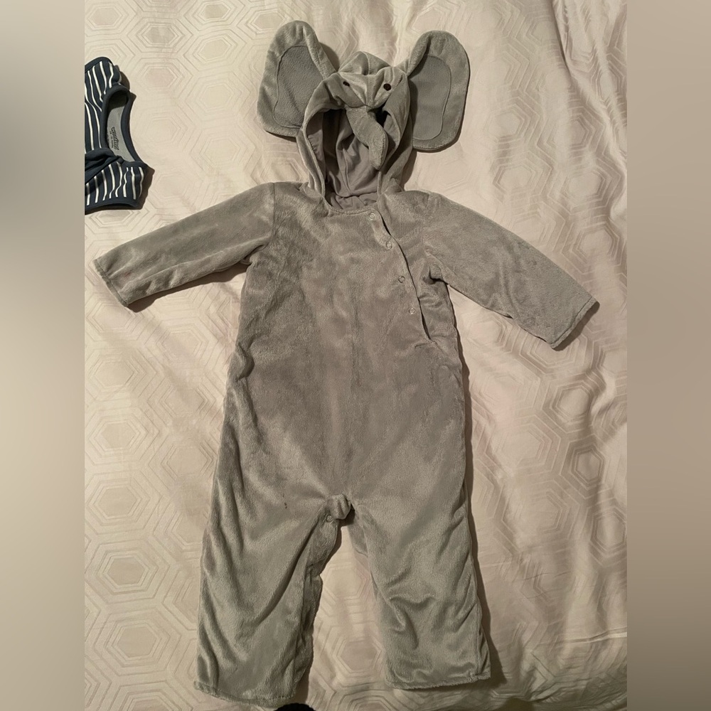 Adorable Gray Elephant Costume Onesie